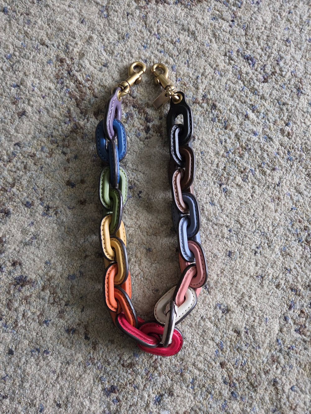 Coach Leather Covered Rainbow Chain Link Short Strap - Picture 8 of 8